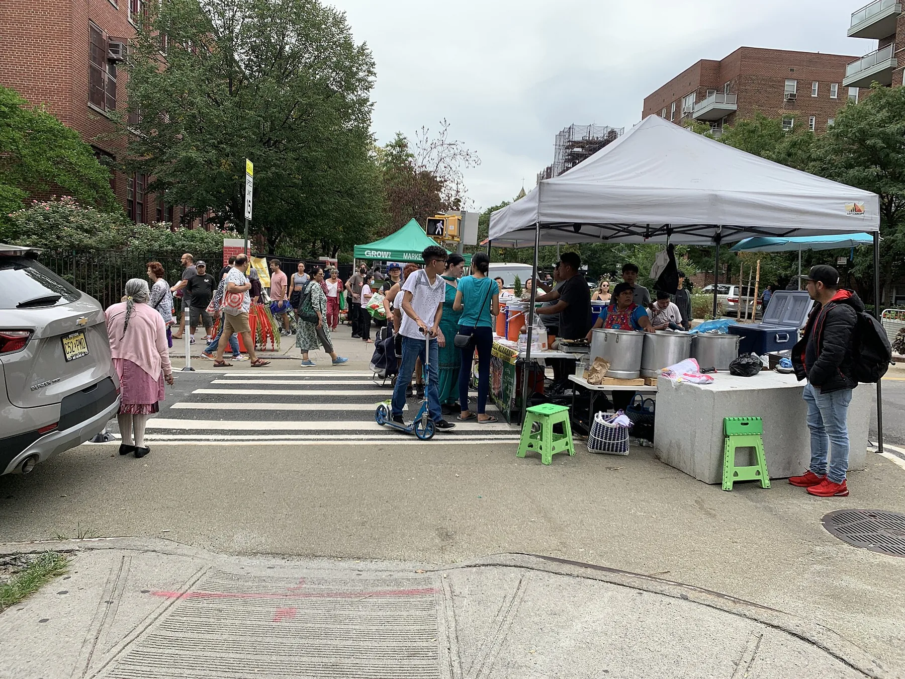Shoppers at the Jackson Heights Greenmarket in Queens